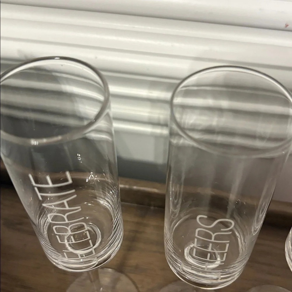 Pier 1 Engraved Champagne Flutes (4)